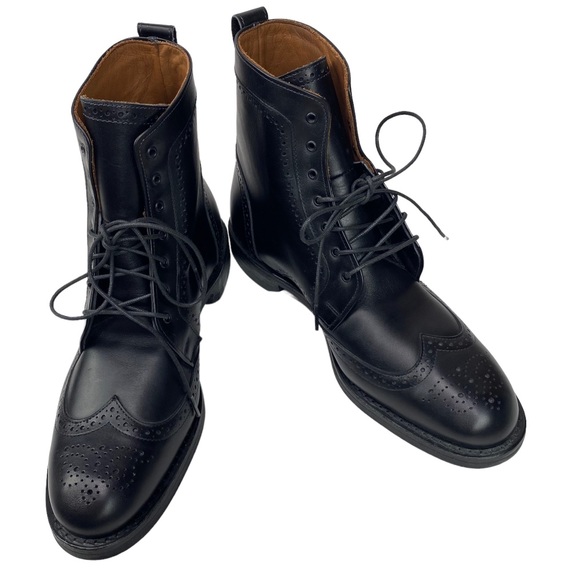 Allen Edmonds DALTON Black Leather Wingtip Dress Boots Brogue Size 10D USA 10 D - Picture 12 of 13